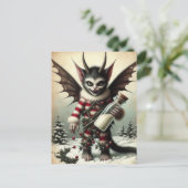 Kerst Krampus Kat met melkfles Briefkaart (Staand voorkant)