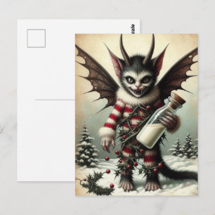 Kerst Krampus Kat met melkfles Briefkaart