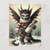 Kerst Krampus Kat met melkfles Briefkaart (Voorkant)