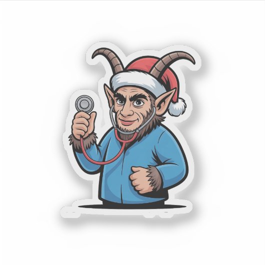 Kerst Krampus Nursing Scrubs Nurse Sticker (Voorkant)