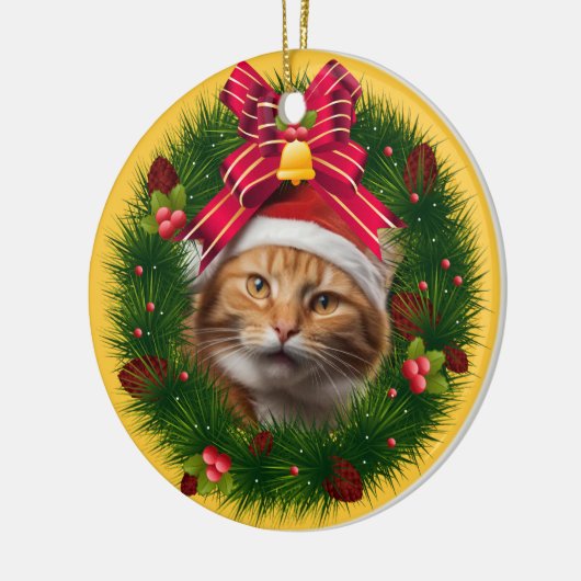 Kerst krans aangepaste kat moderne Schattigee huis Keramisch Ornament (Links)