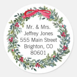 Kerst krans adres Sticker label