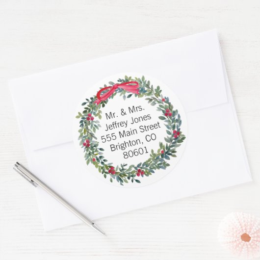 Kerst krans adres Sticker label (Envelop)