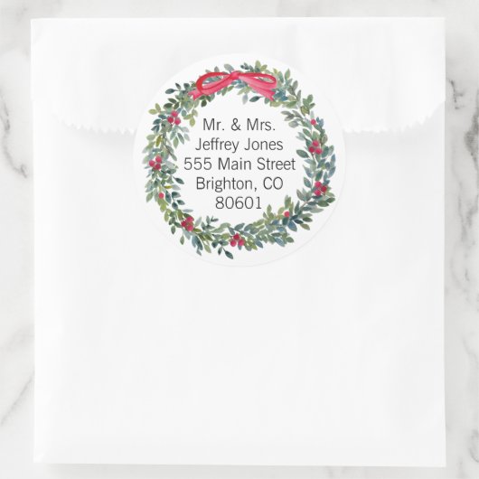 Kerst krans adres Sticker label (Tas)