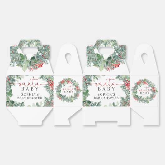 Kerst krans Baby shower Bedankdoosjes (Ongevouwen)