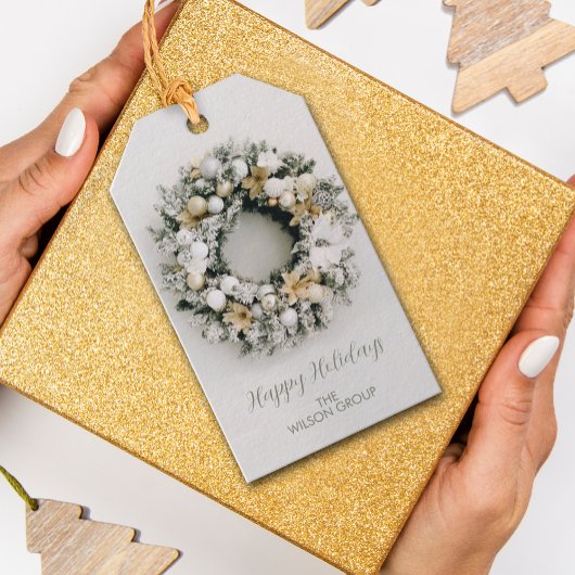 Kerst krans bedrijf cadeaulabel