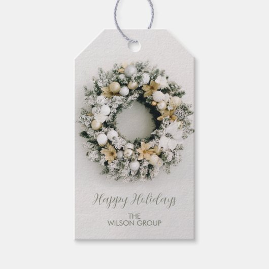 Kerst krans bedrijf cadeaulabel (Voorkant)