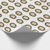 Kerst Krans Bells Holly Pine Monogram Cadeaupapier (Hoek)