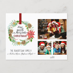 Kerst Krans Bloemen Holly Pine Kegel Foto Feestdagenkaart