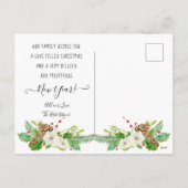 Kerst Krans Bloemen Holly Pine Kegel Foto Feestdagenkaart (Achterkant)