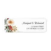 Kerst Krans Bloemen Winter Trouwadres Etiket (Voorkant)