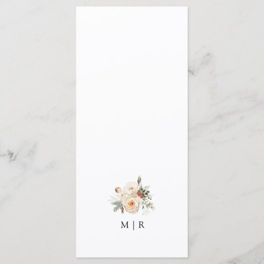 Kerst Krans Bloemen Winter Trouwmenu Menu (Achterkant)