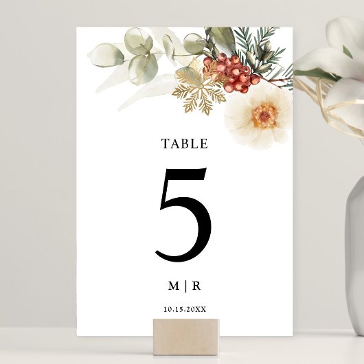 Kerst Krans Bloemen Winter Wedding Kaart