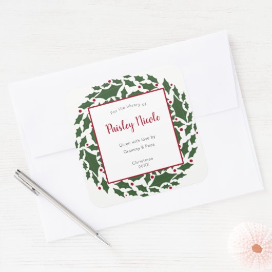 Kerst krans bookplate sticker (Envelop)