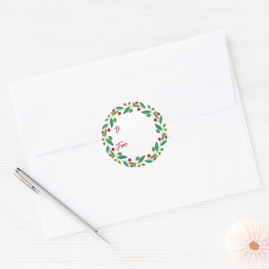 Kerst krans cadeau Stickers (Envelop)