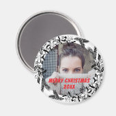 Kerst Krans Custom Foto Zwart Magneet (Voorkant / Achterkant)