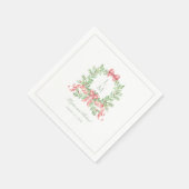 Kerst krans een snoepriet boog | Monogram Servet (Hoek)