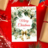 Kerst Krans Eucalyptus Groen Elegant Feestdagenkaart