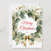 Kerst Krans Eucalyptus Groen Elegant Feestdagenkaart (Voorkant)