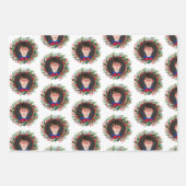 Kerst krans familie foto's gepersonaliseerd inpakpapier vel (Voorkant 3)