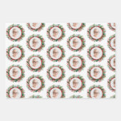 Kerst krans familie foto's gepersonaliseerd inpakpapier vel (Voorkant 2)