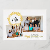 Kerst krans foto Collage Logo Business Folie Feestdagenkaart (Voorkant)