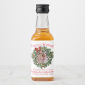 Kerst krans foto Lijst Fun Holiday Mini Likeurfles Etiket (Voorkant)