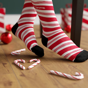 Kerst Krans Gestreept Rood en Wit Kerstvakantie Sokken