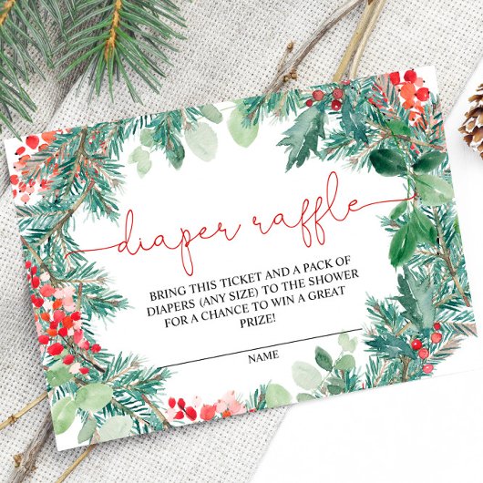 Kerst krans groen luier Raffle Kaart