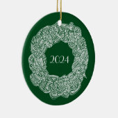 Kerst Krans Jaar Keramisch Ornament (Rechts)