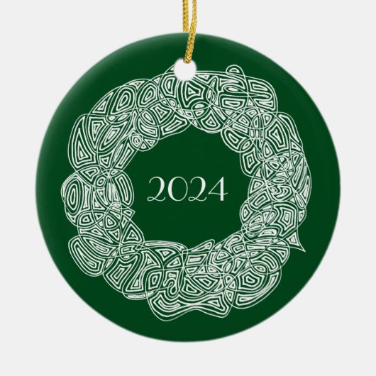Kerst Krans Jaar Keramisch Ornament (Voorkant)