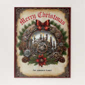 Kerst Krans Kaarsen Candles Custom Steampunk Legpuzzel (Verticaal)