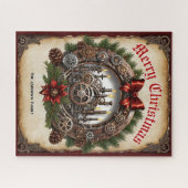 Kerst Krans Kaarsen Candles Custom Steampunk Legpuzzel (Horizontaal)