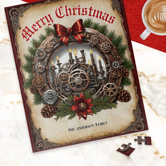 Kerst Krans Kaarsen Candles Custom Steampunk Legpuzzel