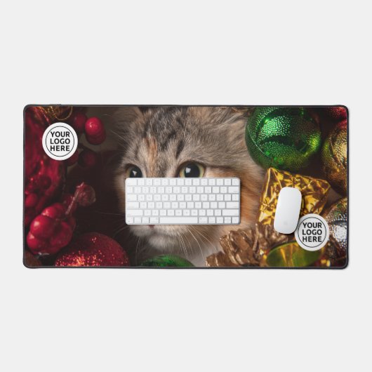 Kerst krans kat bureau mat Muismat (Keyboard & Muis)