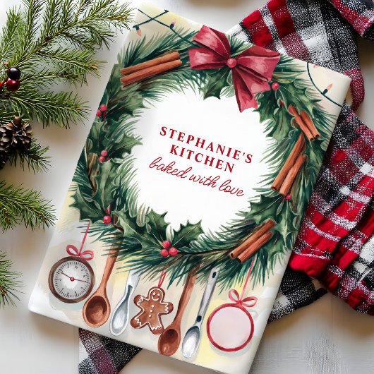 Kerst Krans Keukengerei Gepersonaliseerd Theedoek