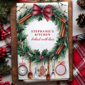 Kerst Krans Keukengerei Gepersonaliseerd Theedoek