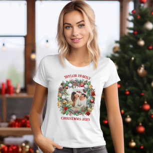 Kerst krans Lijst familie fotosjabloon T-shirt