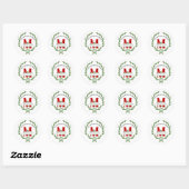 Kerst Krans met Monogram Ronde Sticker (Vel)