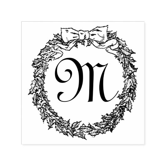 Kerst krans Monogram Personaliseren Zelfinktende Stempel (Design)
