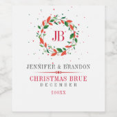 Kerst krans monogram sjabloon wijn etiket (Enkel label)
