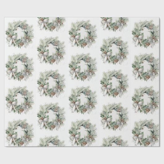 Kerst Krans Pastel kleuren | Cadeaupapier (Vlak)