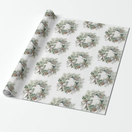Kerst Krans Pastel kleuren | Cadeaupapier (Uitgerold)