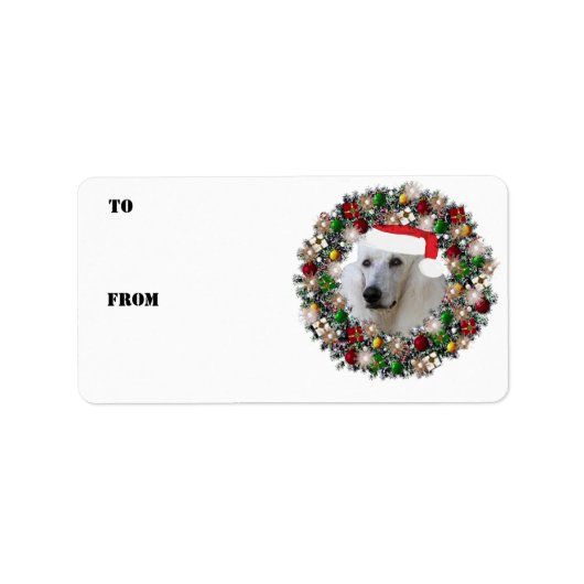 Kerst krans poedel cadeau labels (Voorkant)