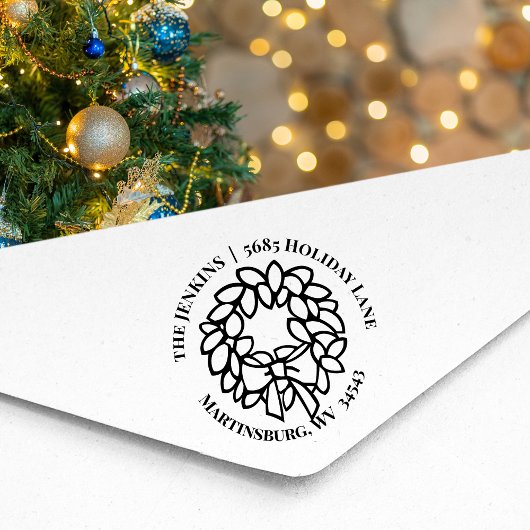 Kerst krans retour adres Rubber stempel