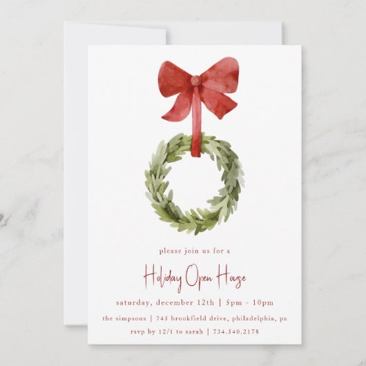 Kerst krans rode boog | Vakantiehuis Open Huis Kaart (Voorkant)