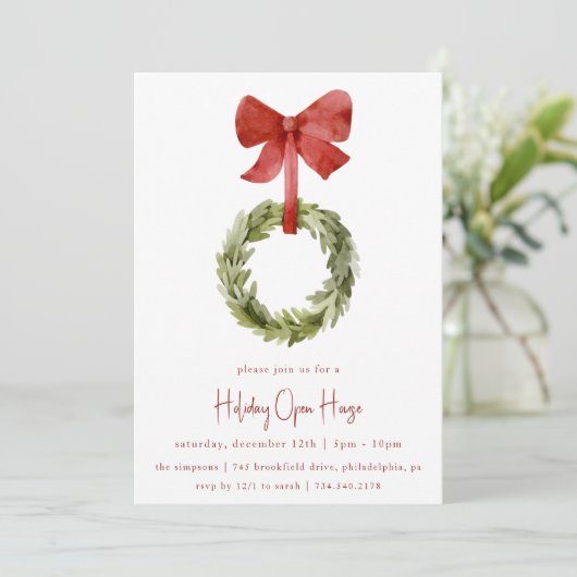 Kerst krans rode boog | Vakantiehuis Open Huis Kaart (Staand voorkant)