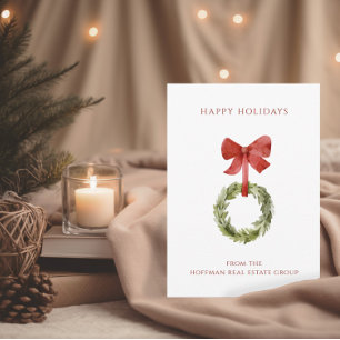 Kerst krans rode boog zakelijke vakantie Kaart