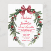 Kerst krans rode bruiloft uitnodiging (Voorkant)