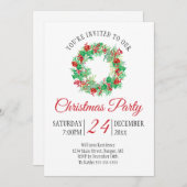 Kerst krans rood script feestdag kaart (Voorkant / Achterkant)